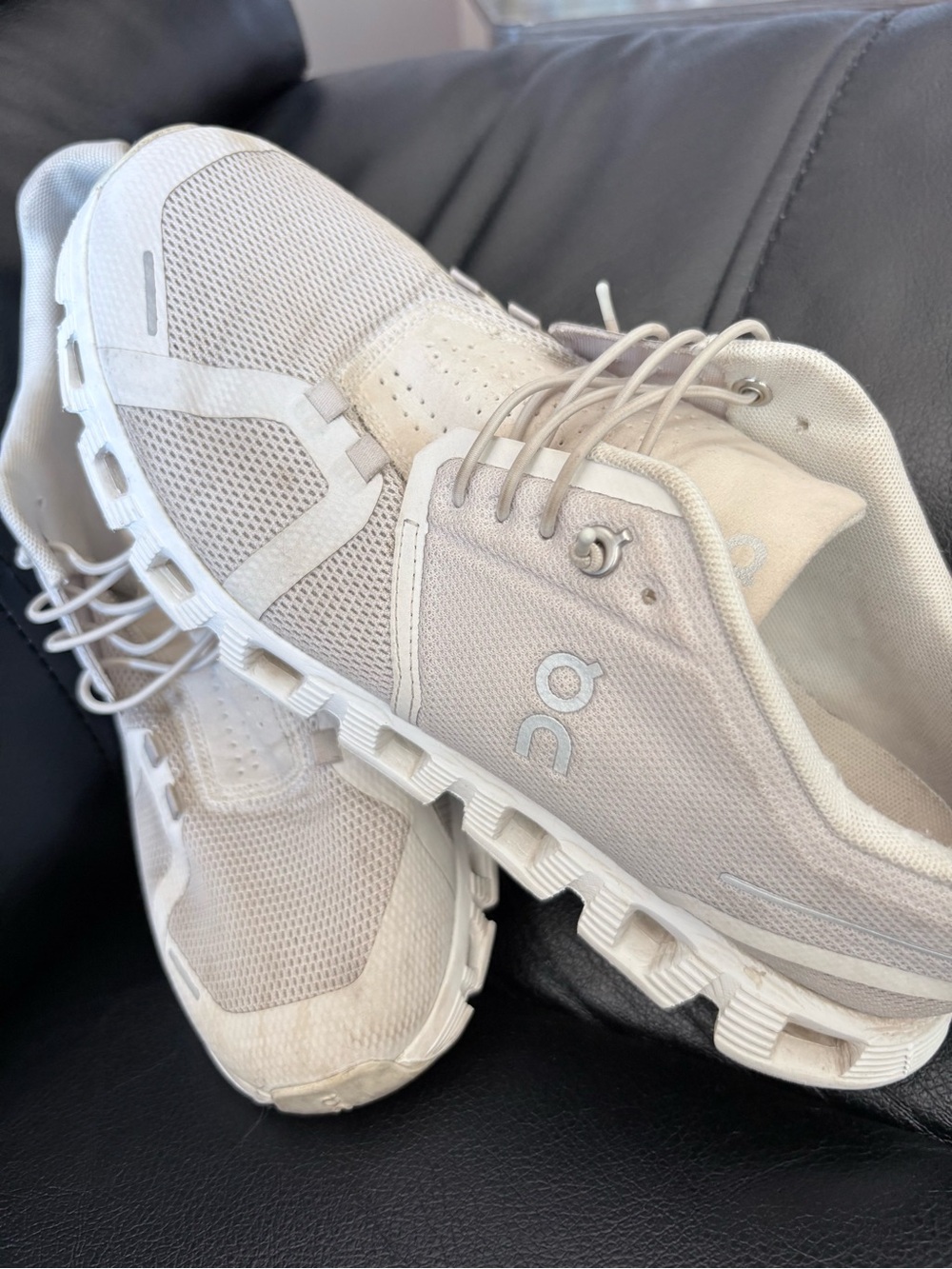 On Running Women’s Cloud Sneakers in Light Beige and White